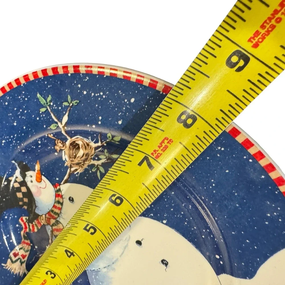 Oneida Kitchen Winter Buddies Salad Dessert Plates Set of 4 Snowman Blue